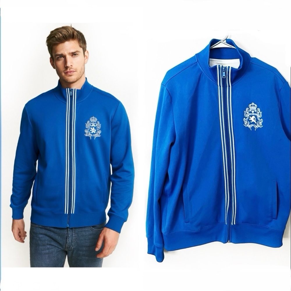 Vintage Y2K Express Mens Warm Up Track Jacket XL Blue Retro Sport Blokecore